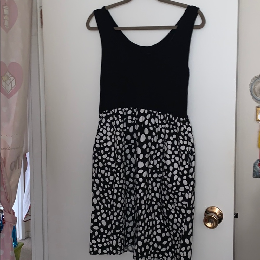 Spense black and white polkadot dress